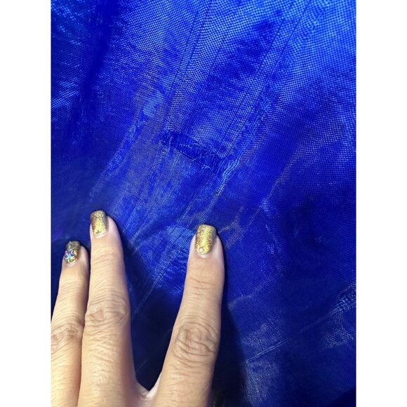 Gunit Womens Beaded Sheer Royal Blue Long Jacket XL 100% Rayon Made In India - Picture 14 of 14